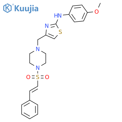 N-(4-methoxyphenyl)-4-{[4-(2-phenylethenesulfonyl)piperazin-1-yl]methyl}-1,3-thiazol-2-amine structure