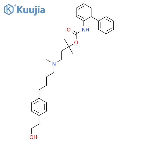 CARBAMIC ACID, [1,1'-BIPHENYL]-2-YL-, 3-[[4-[4-(2-HYDROXYETHYL)PHENYL]BUTYL]METHYLAMINO]-1,1-DIMETHYLPROPYL ESTER structure