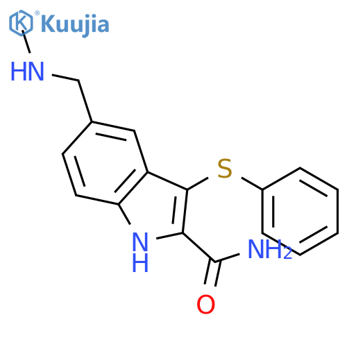 1H-Indole-2-carboxamide, 5-[(methylamino)methyl]-3-(phenylthio)- structure