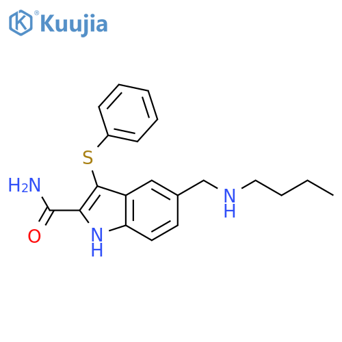 1H-Indole-2-carboxamide, 5-[(butylamino)methyl]-3-(phenylthio)- structure
