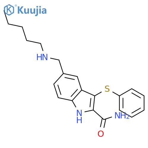 1H-Indole-2-carboxamide, 5-[(pentylamino)methyl]-3-(phenylthio)- structure