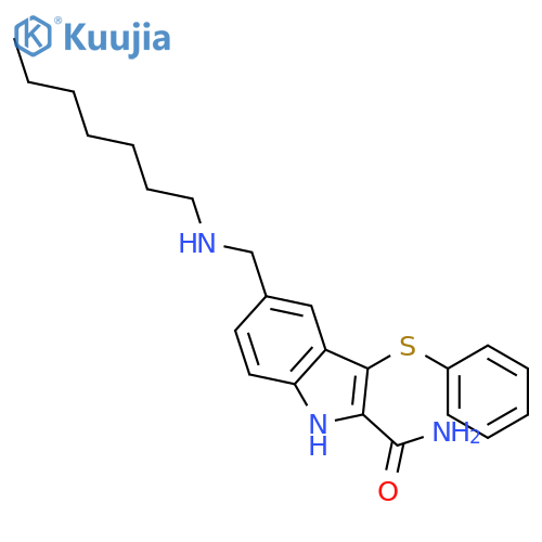 1H-Indole-2-carboxamide, 5-[(heptylamino)methyl]-3-(phenylthio)- structure