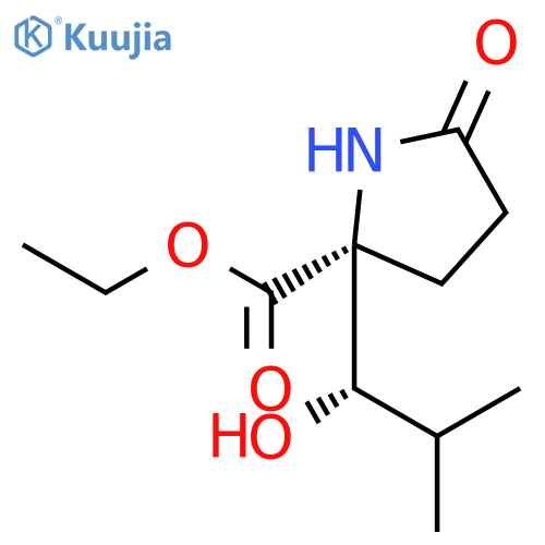 D-Proline, 2-[(1S)-1-hydroxy-2-methylpropyl]-5-oxo-, ethyl ester structure