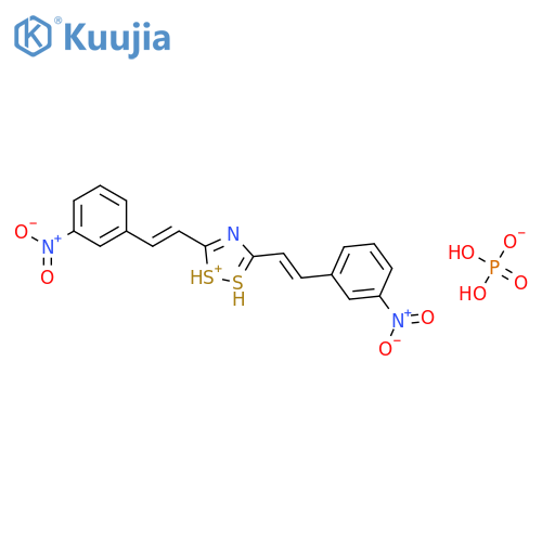 1,2,4-DITHIAZOL-1-IUM, 3,5-BIS[(1E)-2-(3-NITROPHENYL)ETHENYL]-, PHOSPHATE(1:1) structure