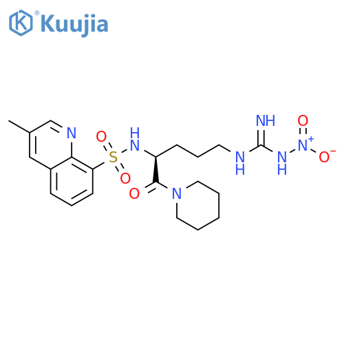 Piperidine, 1-[5-[[imino(nitroamino)methyl]amino]-2-[[(3-methyl-8-quinolinyl)sulfonyl]amino]-1-oxopentyl]-, (S)- (9CI) structure