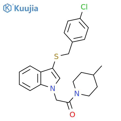 2-(3-{(4-chlorophenyl)methylsulfanyl}-1H-indol-1-yl)-1-(4-methylpiperidin-1-yl)ethan-1-one structure