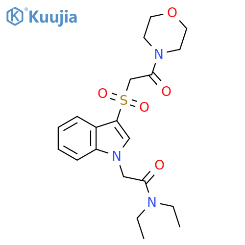 N,N-diethyl-2-{3-2-(morpholin-4-yl)-2-oxoethanesulfonyl-1H-indol-1-yl}acetamide structure