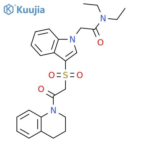 N,N-diethyl-2-{3-2-oxo-2-(1,2,3,4-tetrahydroquinolin-1-yl)ethanesulfonyl-1H-indol-1-yl}acetamide structure