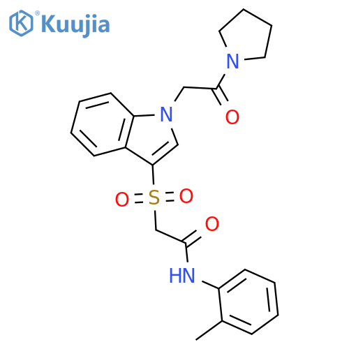 N-(2-methylphenyl)-2-({1-2-oxo-2-(pyrrolidin-1-yl)ethyl-1H-indol-3-yl}sulfonyl)acetamide structure