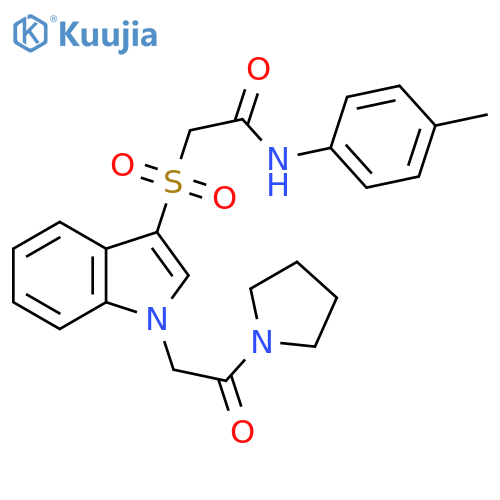 N-(4-methylphenyl)-2-({1-2-oxo-2-(pyrrolidin-1-yl)ethyl-1H-indol-3-yl}sulfonyl)acetamide structure