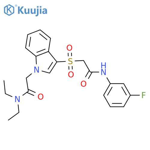 N,N-diethyl-2-(3-{(3-fluorophenyl)carbamoylmethanesulfonyl}-1H-indol-1-yl)acetamide structure