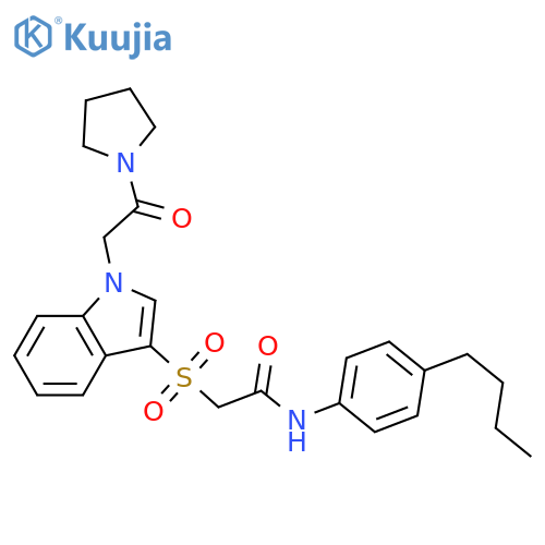N-(4-butylphenyl)-2-({1-2-oxo-2-(pyrrolidin-1-yl)ethyl-1H-indol-3-yl}sulfonyl)acetamide structure