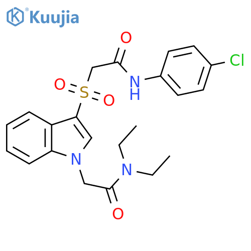 2-(3-{(4-chlorophenyl)carbamoylmethanesulfonyl}-1H-indol-1-yl)-N,N-diethylacetamide structure