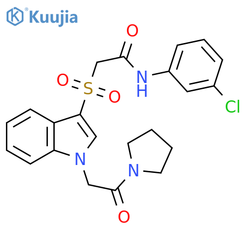 N-(3-chlorophenyl)-2-({1-2-oxo-2-(pyrrolidin-1-yl)ethyl-1H-indol-3-yl}sulfonyl)acetamide structure
