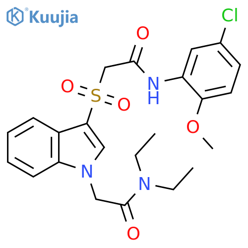 2-(3-{(5-chloro-2-methoxyphenyl)carbamoylmethanesulfonyl}-1H-indol-1-yl)-N,N-diethylacetamide structure