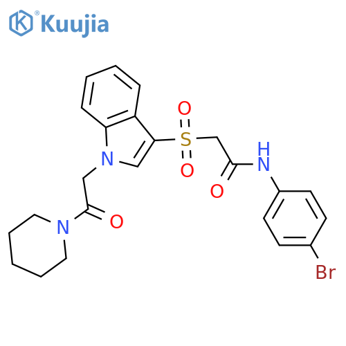 N-(4-bromophenyl)-2-({1-2-oxo-2-(piperidin-1-yl)ethyl-1H-indol-3-yl}sulfonyl)acetamide structure