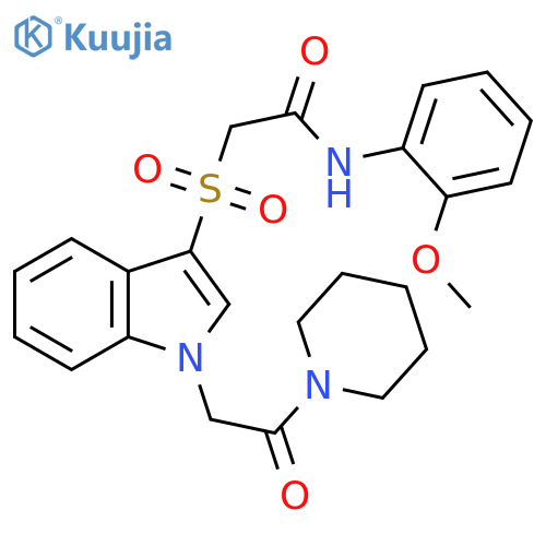 N-(2-methoxyphenyl)-2-({1-2-oxo-2-(piperidin-1-yl)ethyl-1H-indol-3-yl}sulfonyl)acetamide structure