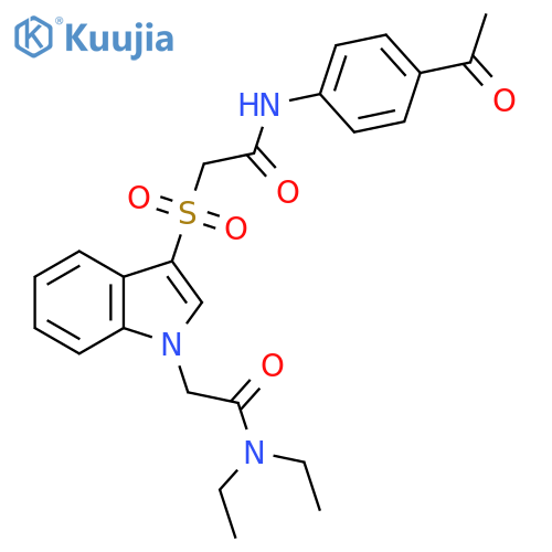 2-(3-{(4-acetylphenyl)carbamoylmethanesulfonyl}-1H-indol-1-yl)-N,N-diethylacetamide structure