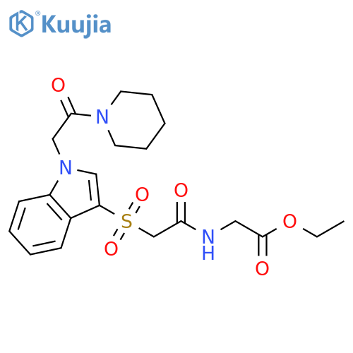 ethyl 2-2-({1-2-oxo-2-(piperidin-1-yl)ethyl-1H-indol-3-yl}sulfonyl)acetamidoacetate structure