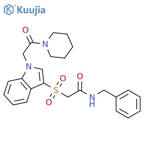 N-benzyl-2-({1-2-oxo-2-(piperidin-1-yl)ethyl-1H-indol-3-yl}sulfonyl)acetamide structure