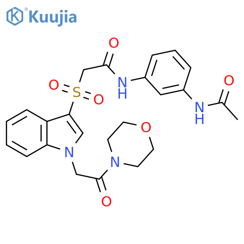 N-(3-acetamidophenyl)-2-({1-2-(morpholin-4-yl)-2-oxoethyl-1H-indol-3-yl}sulfonyl)acetamide structure