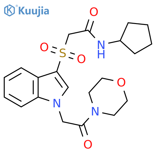 N-cyclopentyl-2-({1-2-(morpholin-4-yl)-2-oxoethyl-1H-indol-3-yl}sulfonyl)acetamide structure