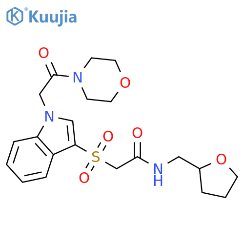 2-({1-2-(morpholin-4-yl)-2-oxoethyl-1H-indol-3-yl}sulfonyl)-N-(oxolan-2-yl)methylacetamide structure