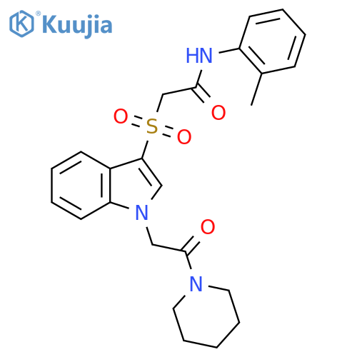 N-(2-methylphenyl)-2-({1-2-oxo-2-(piperidin-1-yl)ethyl-1H-indol-3-yl}sulfonyl)acetamide structure