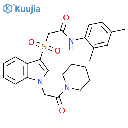 N-(2,4-dimethylphenyl)-2-({1-2-oxo-2-(piperidin-1-yl)ethyl-1H-indol-3-yl}sulfonyl)acetamide structure