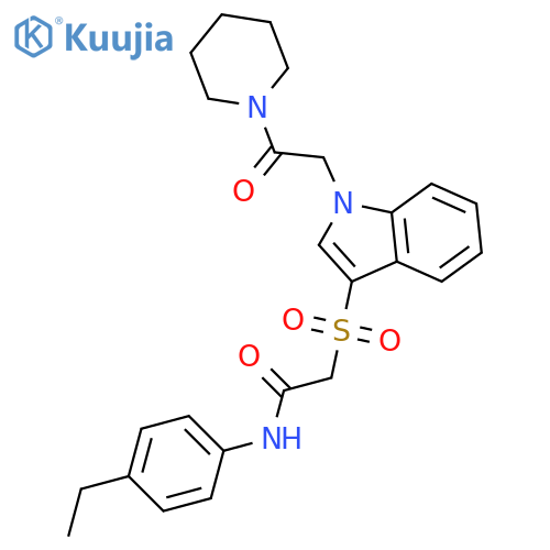 N-(4-ethylphenyl)-2-({1-2-oxo-2-(piperidin-1-yl)ethyl-1H-indol-3-yl}sulfonyl)acetamide structure