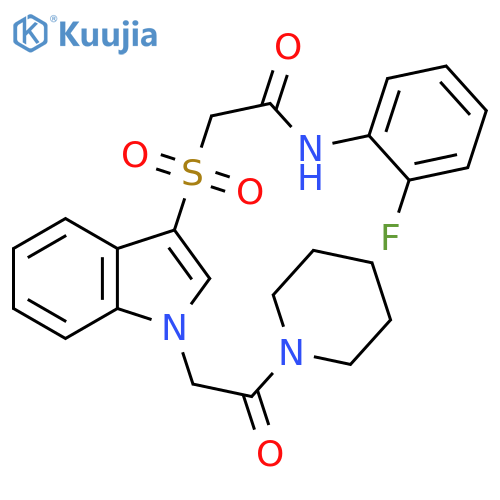 N-(2-fluorophenyl)-2-({1-2-oxo-2-(piperidin-1-yl)ethyl-1H-indol-3-yl}sulfonyl)acetamide structure