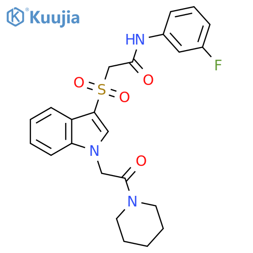 N-(3-fluorophenyl)-2-({1-2-oxo-2-(piperidin-1-yl)ethyl-1H-indol-3-yl}sulfonyl)acetamide structure