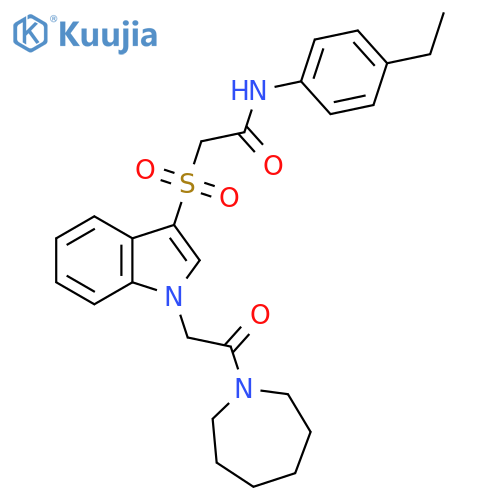 2-({1-2-(azepan-1-yl)-2-oxoethyl-1H-indol-3-yl}sulfonyl)-N-(4-ethylphenyl)acetamide structure