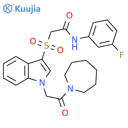 2-({1-2-(azepan-1-yl)-2-oxoethyl-1H-indol-3-yl}sulfonyl)-N-(3-fluorophenyl)acetamide structure