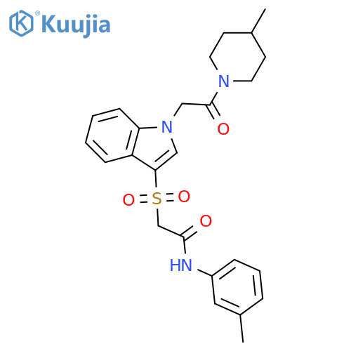 N-(3-methylphenyl)-2-({1-2-(4-methylpiperidin-1-yl)-2-oxoethyl-1H-indol-3-yl}sulfonyl)acetamide structure