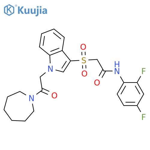 2-({1-2-(azepan-1-yl)-2-oxoethyl-1H-indol-3-yl}sulfonyl)-N-(2,4-difluorophenyl)acetamide structure