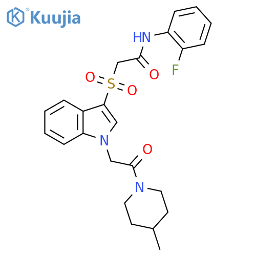 N-(2-fluorophenyl)-2-({1-2-(4-methylpiperidin-1-yl)-2-oxoethyl-1H-indol-3-yl}sulfonyl)acetamide structure