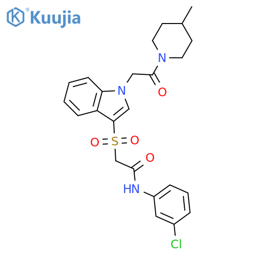 N-(3-chlorophenyl)-2-({1-2-(4-methylpiperidin-1-yl)-2-oxoethyl-1H-indol-3-yl}sulfonyl)acetamide structure