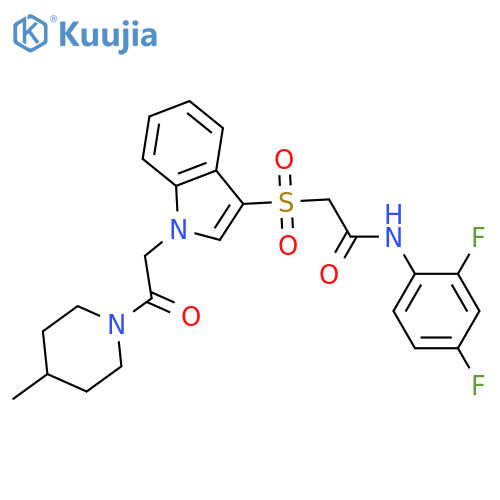 N-(2,4-difluorophenyl)-2-({1-2-(4-methylpiperidin-1-yl)-2-oxoethyl-1H-indol-3-yl}sulfonyl)acetamide structure