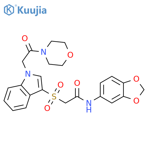 N-(2H-1,3-benzodioxol-5-yl)-2-({1-2-(morpholin-4-yl)-2-oxoethyl-1H-indol-3-yl}sulfonyl)acetamide structure