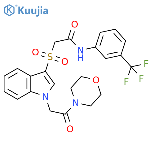 2-({1-2-(morpholin-4-yl)-2-oxoethyl-1H-indol-3-yl}sulfonyl)-N-3-(trifluoromethyl)phenylacetamide structure
