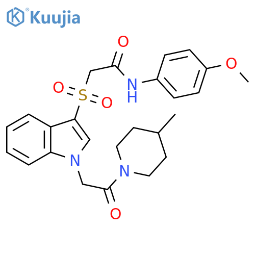 N-(4-methoxyphenyl)-2-({1-2-(4-methylpiperidin-1-yl)-2-oxoethyl-1H-indol-3-yl}sulfonyl)acetamide structure