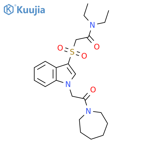 2-({1-2-(azepan-1-yl)-2-oxoethyl-1H-indol-3-yl}sulfonyl)-N,N-diethylacetamide structure