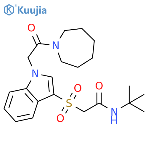 2-({1-2-(azepan-1-yl)-2-oxoethyl-1H-indol-3-yl}sulfonyl)-N-tert-butylacetamide structure