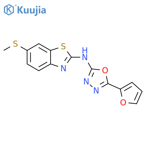 N-5-(furan-2-yl)-1,3,4-oxadiazol-2-yl-6-(methylsulfanyl)-1,3-benzothiazol-2-amine structure