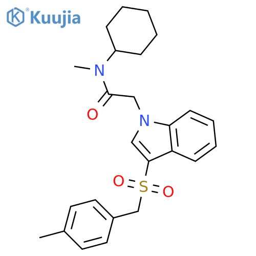 N-cyclohexyl-N-methyl-2-{3-(4-methylphenyl)methanesulfonyl-1H-indol-1-yl}acetamide structure