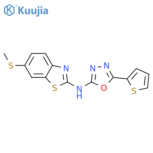 6-(methylsulfanyl)-N-5-(thiophen-2-yl)-1,3,4-oxadiazol-2-yl-1,3-benzothiazol-2-amine structure