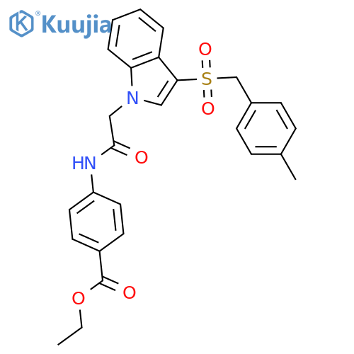 ethyl 4-(2-{3-(4-methylphenyl)methanesulfonyl-1H-indol-1-yl}acetamido)benzoate structure