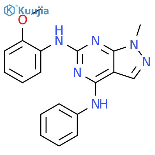 N6-(2-methoxyphenyl)-1-methyl-N4-phenyl-1H-pyrazolo3,4-dpyrimidine-4,6-diamine structure