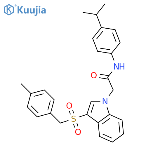 2-{3-(4-methylphenyl)methanesulfonyl-1H-indol-1-yl}-N-4-(propan-2-yl)phenylacetamide structure